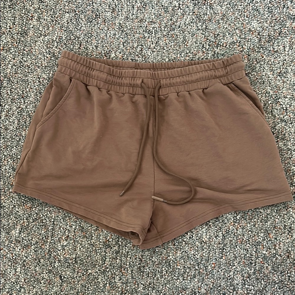 Brown Athletic Shorts with Elastic Waistband
